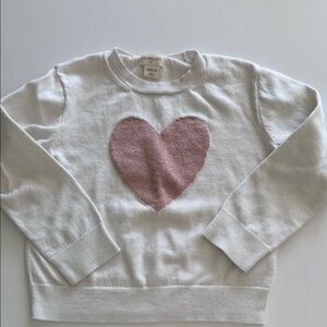 Crewcuts Ivory Sweater with Blush Heart, Size XS (4-5)